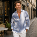 Heren gestreept casual overhemd met knopen Jelle Jora Mode