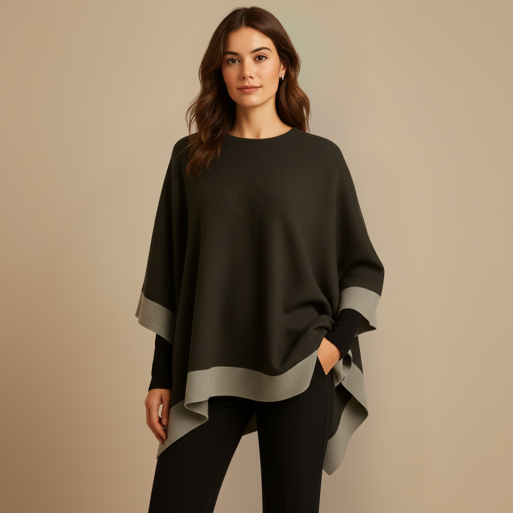 Dames warme patchwork cape Jelle Jora Mode