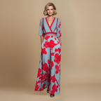 Damesjurk met diepe v-hals en halflange mouwen