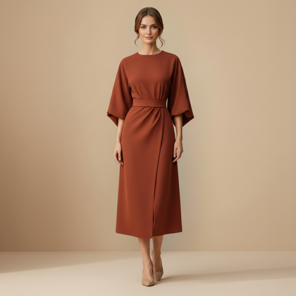 Elegante Effen Jurk met Vleermuismouwen Jelle Jora Mode