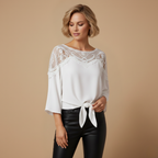 Damesblouse van gehaakt kant met lange mouwen