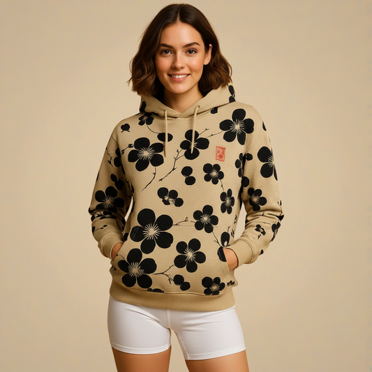 Casual Pullover Hoodie Met Bloemenpatroon Jelle Jora Mode