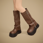 Lange winterlaarzen met plateauzool voor dames Jelle Jora Mode