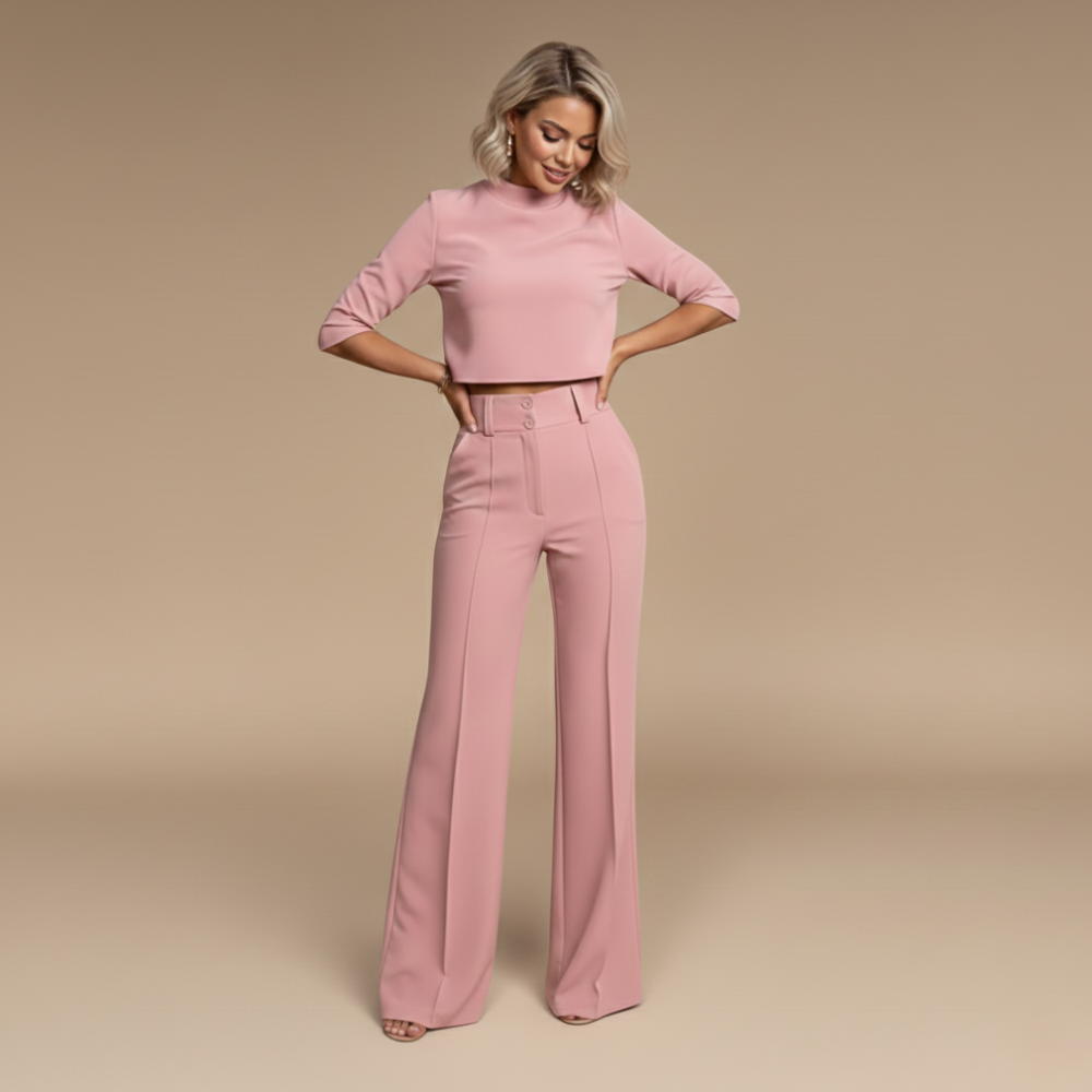 Tweedelige crop top en wijde broek voor dames Jelle Jora Mode