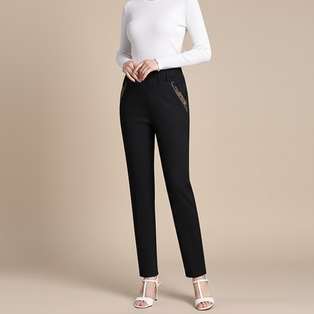 Denim elastische taille slim fit rechte broek Jelle Jora Mode