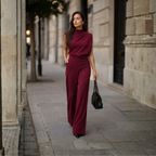 Dames jumpsuit met hoge kraag en wijde pijpen Jelle Jora Mode