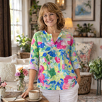 Damesblouse met bloemenprint en V-hals Jelle Jora Mode