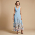 Dames bloemenprint maxi-jurk met v-hals ontwerp Jelle Jora Mode