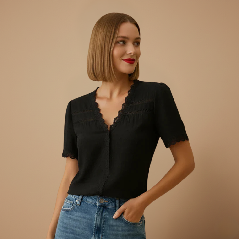 Elegante kanten blouse met korte mouwen Jelle Jora Mode