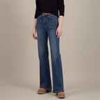 Retro hooggetailleerde denim wijde flared jeans voor dames Jelle Jora Mode