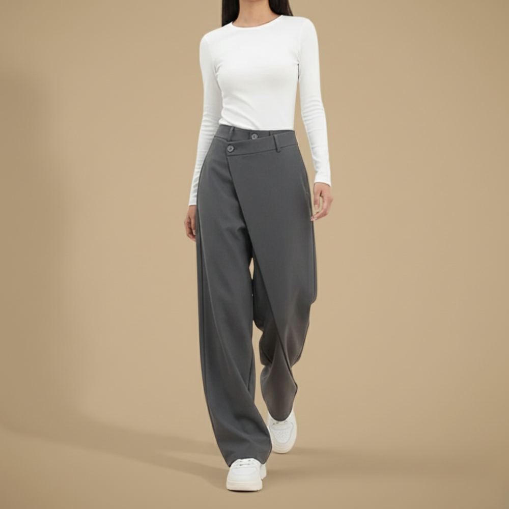 Damesbroek met wijde pijpen en rechte snit Jelle Jora Mode