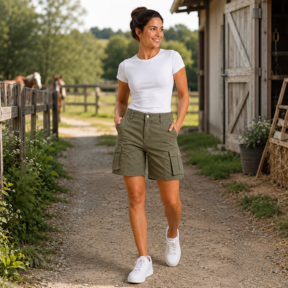 Dames casual cargoshort met meerdere zakken Jelle Jora Mode