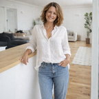 Dames casual slim fit blouse met lange mouwen en knoopsluiting Jelle Jora Mode