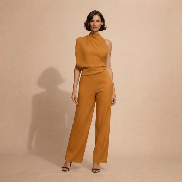 Dames minimalistische jumpsuit mouwloos met wijde pijpen Jelle Jora Mode