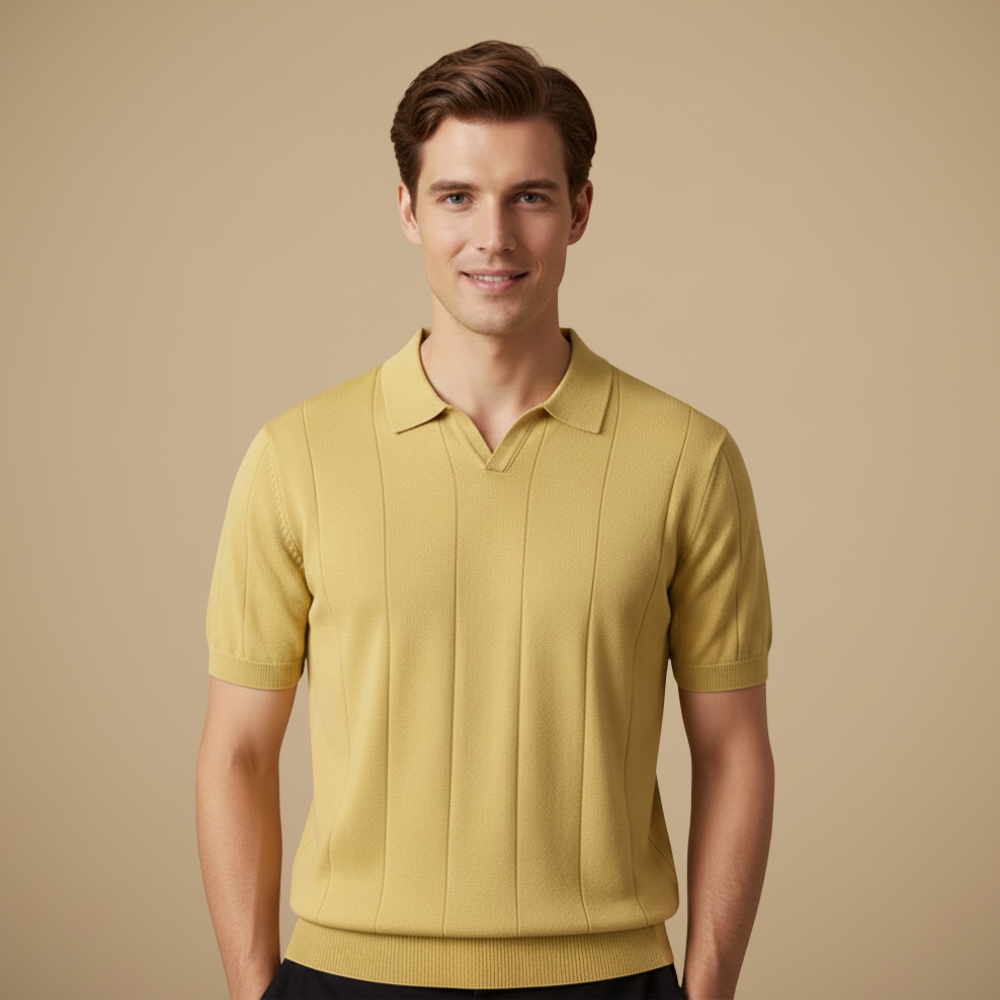 Heren gebreide slim fit polo met korte mouwen Jelle Jora Mode