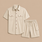 Heren zomerset met casual cargoshorts Jelle Jora Mode