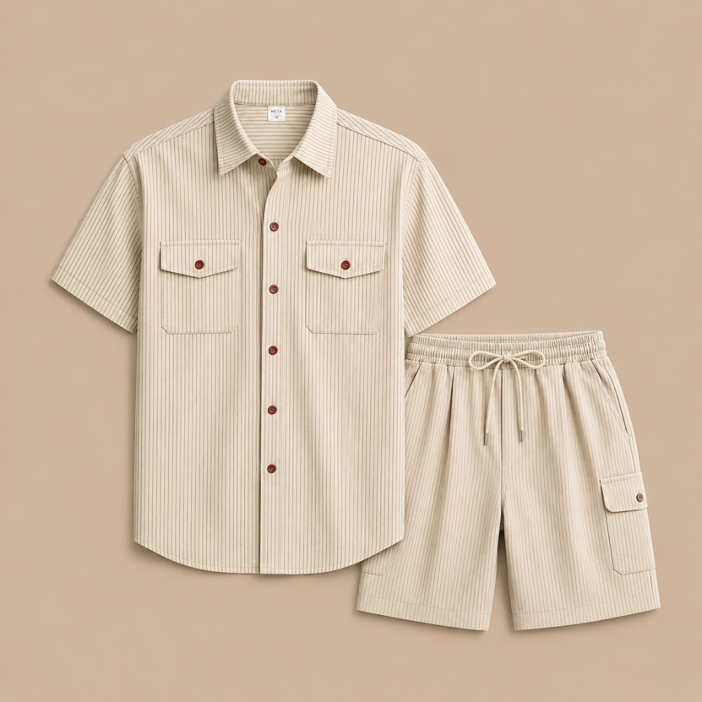 Heren zomerset met casual cargoshorts Jelle Jora Mode