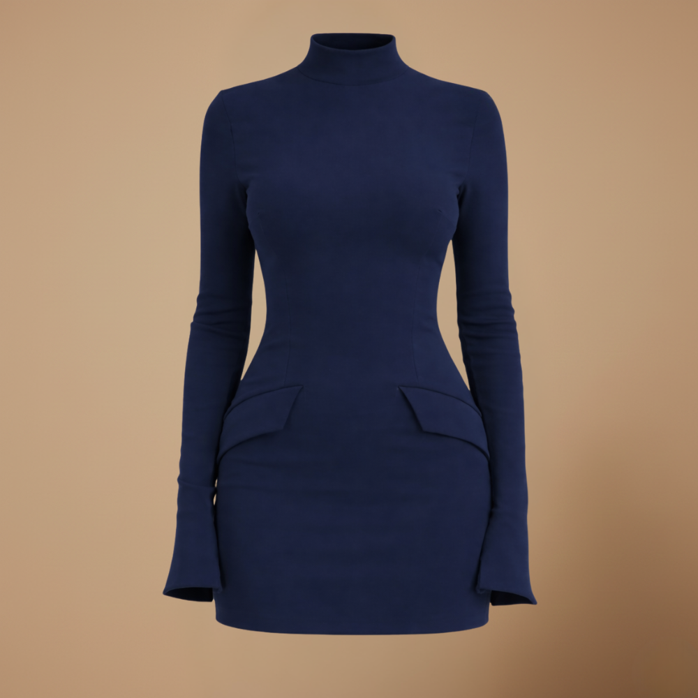 Dames slim fit mini-jurk met lange mouwen en nauwsluitende pasvorm Jelle Jora Mode