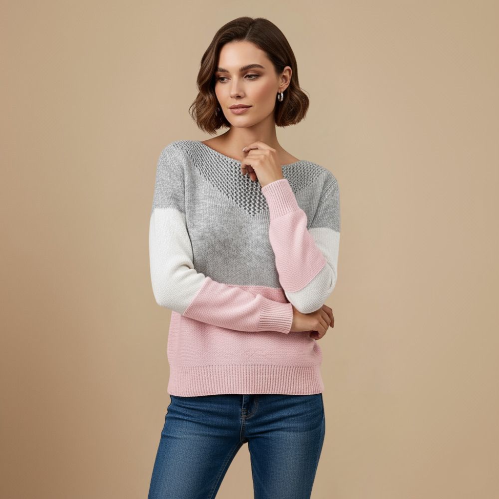 Casual Kleurblok Gestreepte Relaxte Trui Jelle Jora Mode