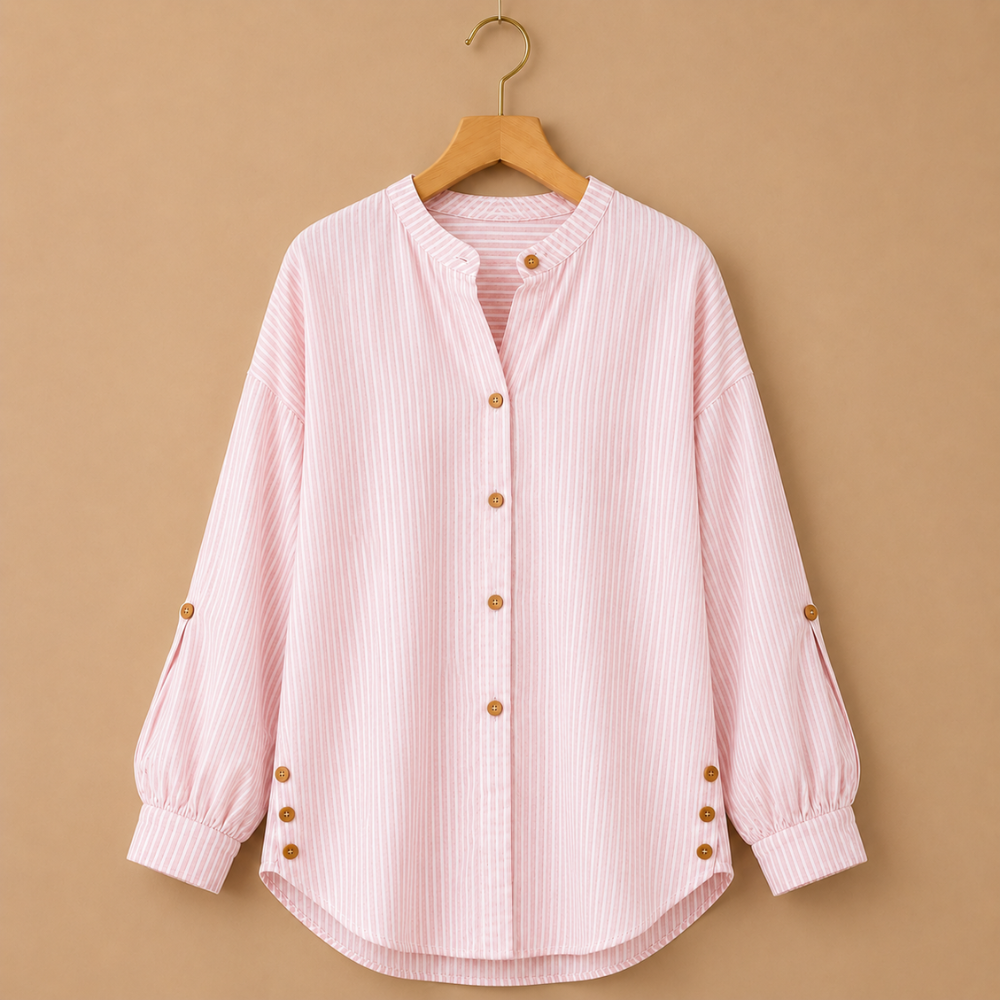 Damesblouse met strepen lange mouwen en knopen Jelle Jora Mode