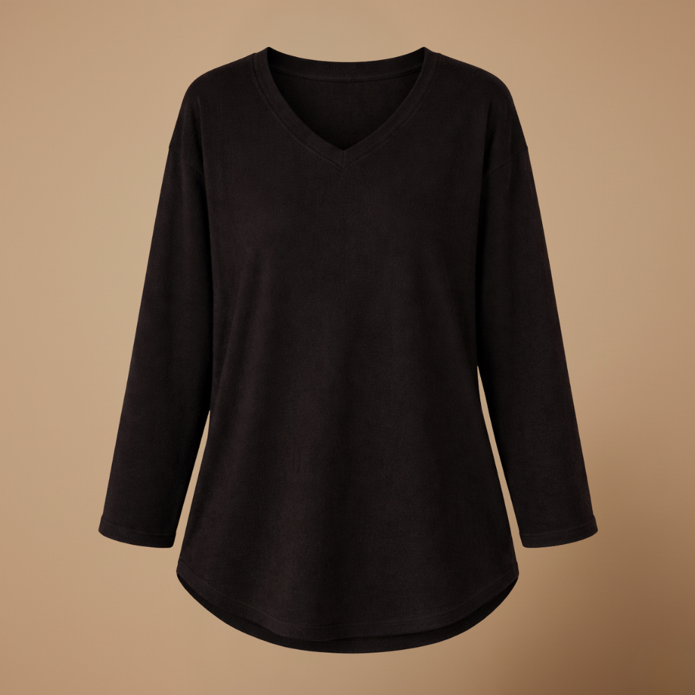 Dames ledigvallend casual t-shirt met lange mouwen en v-hals Jelle Jora Mode