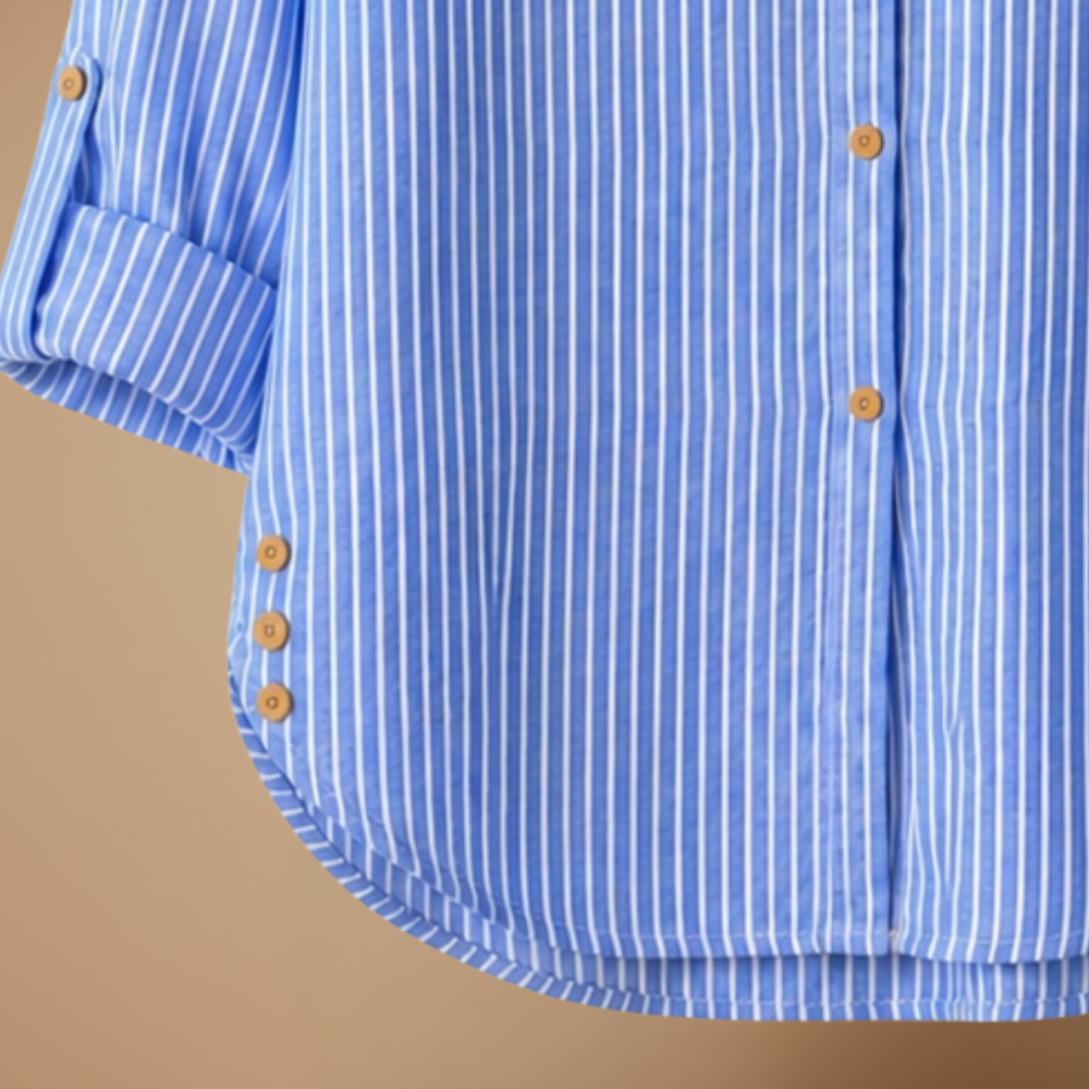 Damesblouse met strepen lange mouwen en knopen Jelle Jora Mode