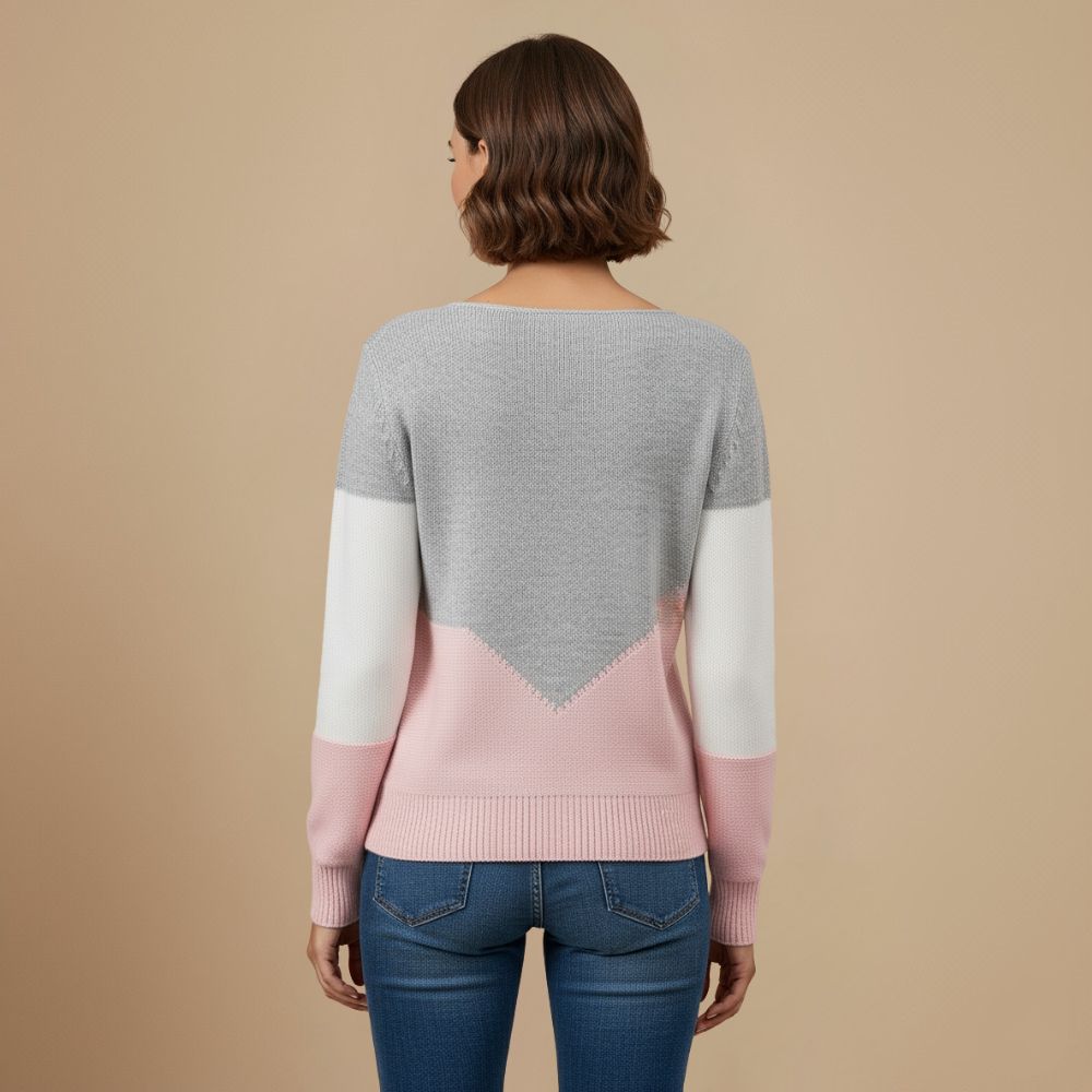 Casual Kleurblok Gestreepte Relaxte Trui Jelle Jora Mode