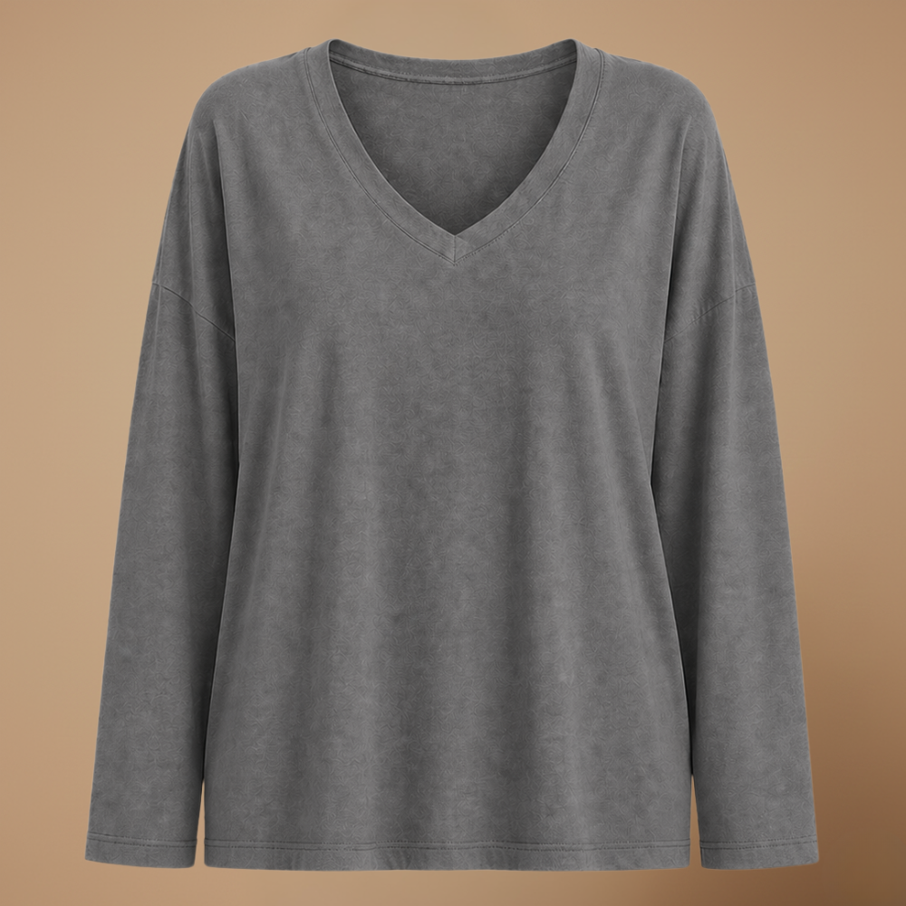 Dames blouse met V-hals en lange mouwen Jelle Jora Mode