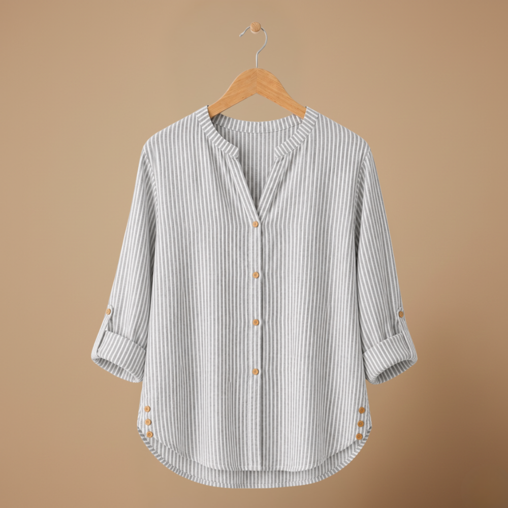 Damesblouse met strepen lange mouwen en knopen Jelle Jora Mode