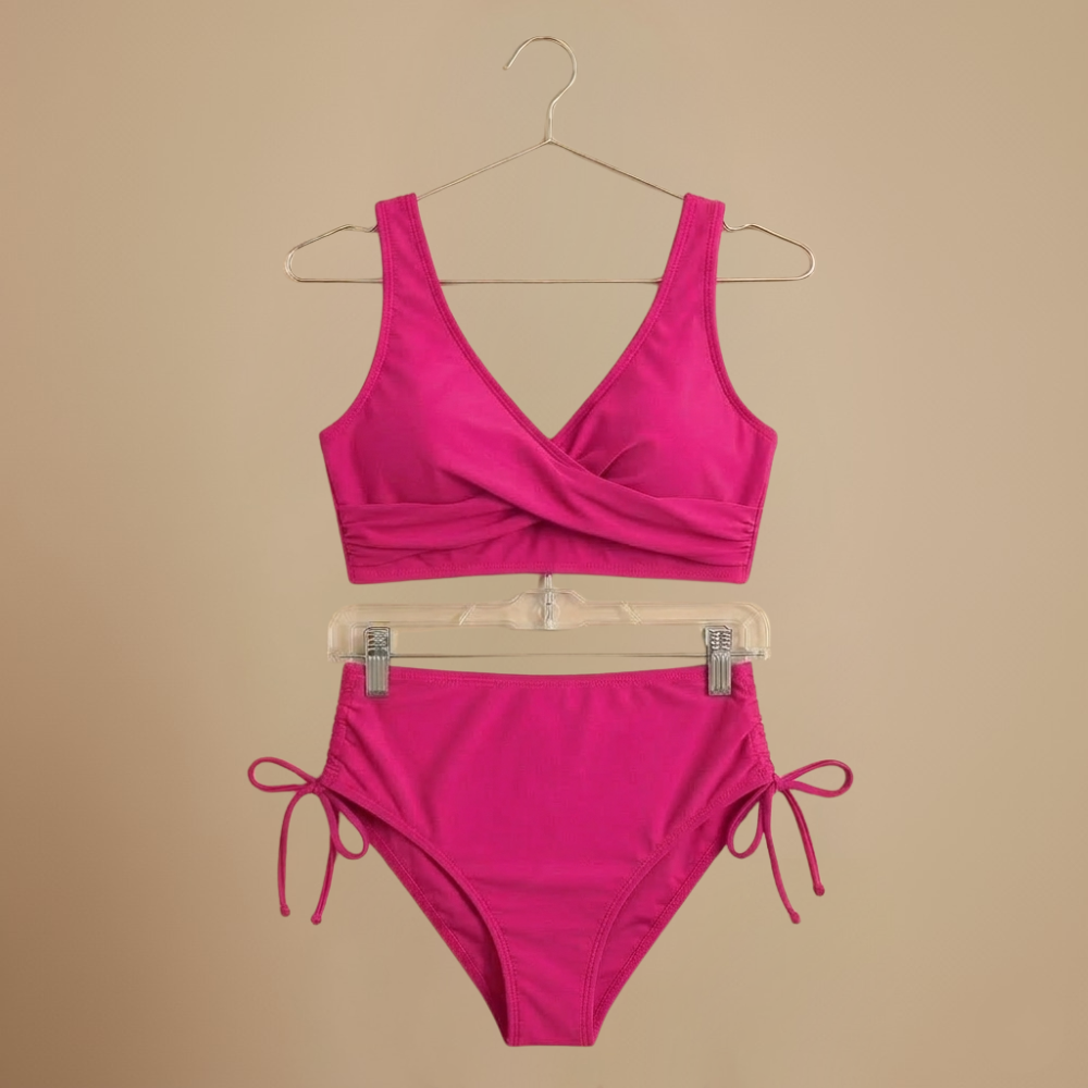 Dames hoge taille wikkelbikini met strikbandjes aan de zijkanten Jelle Jora Mode