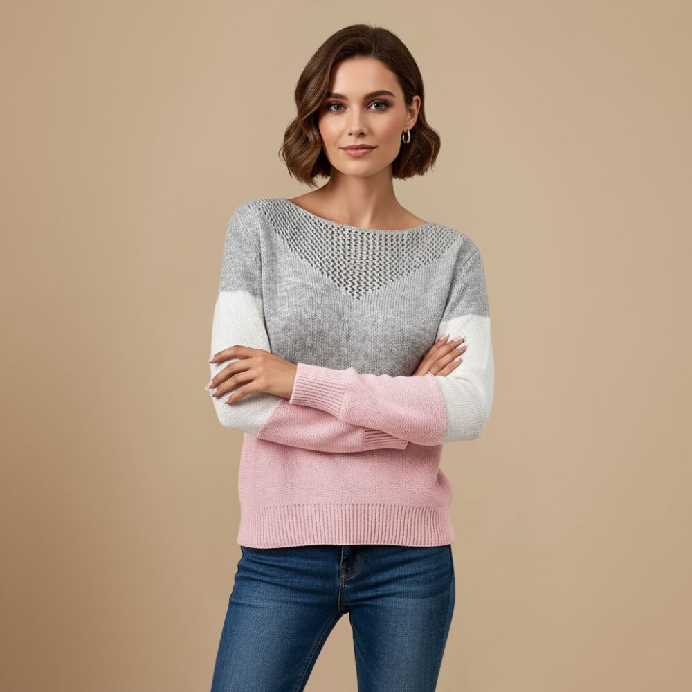 Casual Kleurblok Gestreepte Relaxte Trui Jelle Jora Mode