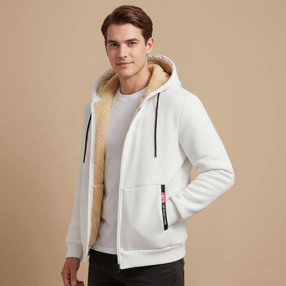 Casual Dikke Fleece Gevoerde Hoodiejack voor Heren Jelle Jora Mode