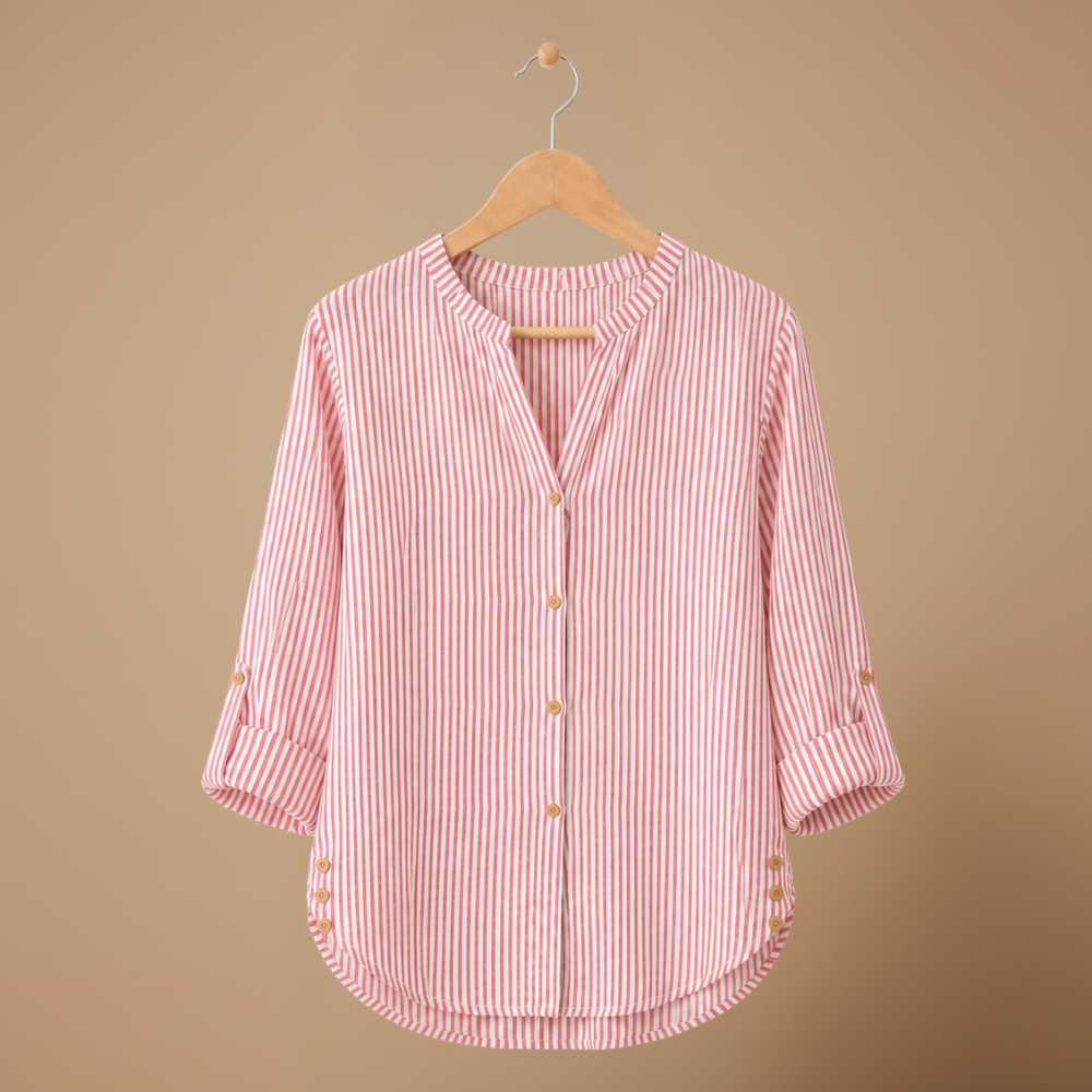 Damesblouse met strepen lange mouwen en knopen Jelle Jora Mode