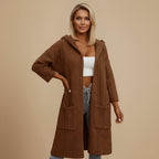 Cardigan met capuchon en kabelstructuur lang model Jelle Jora Mode