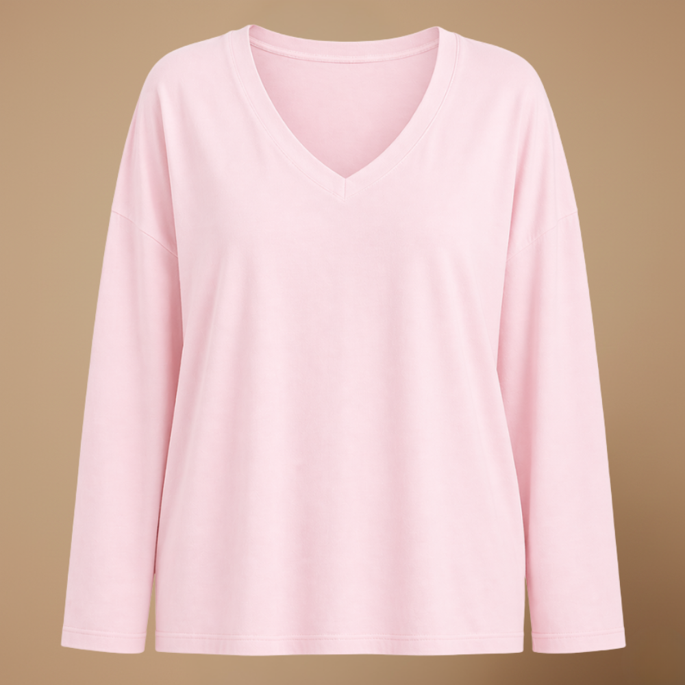 Dames blouse met V-hals en lange mouwen Jelle Jora Mode