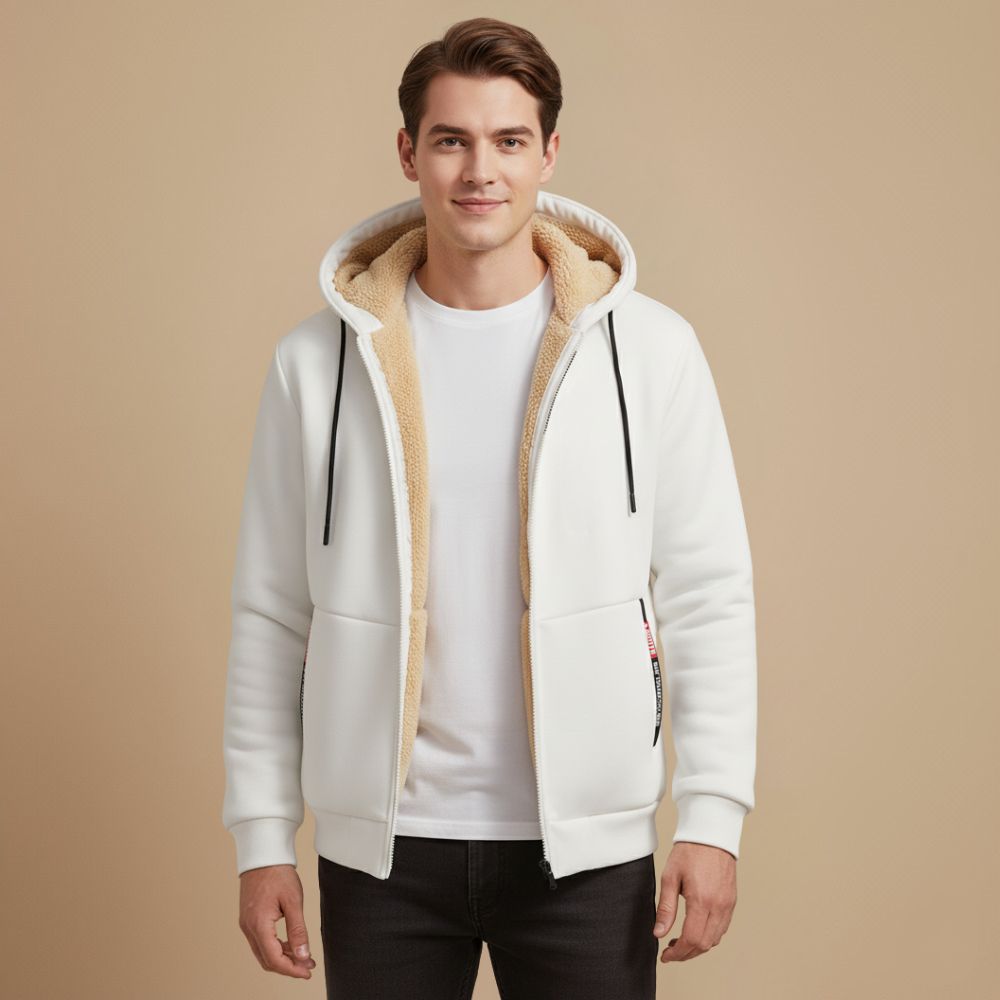 Casual Dikke Fleece Gevoerde Hoodiejack voor Heren Jelle Jora Mode