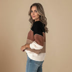 Warm gekleurde losvallende gebreide top Jelle Jora Mode