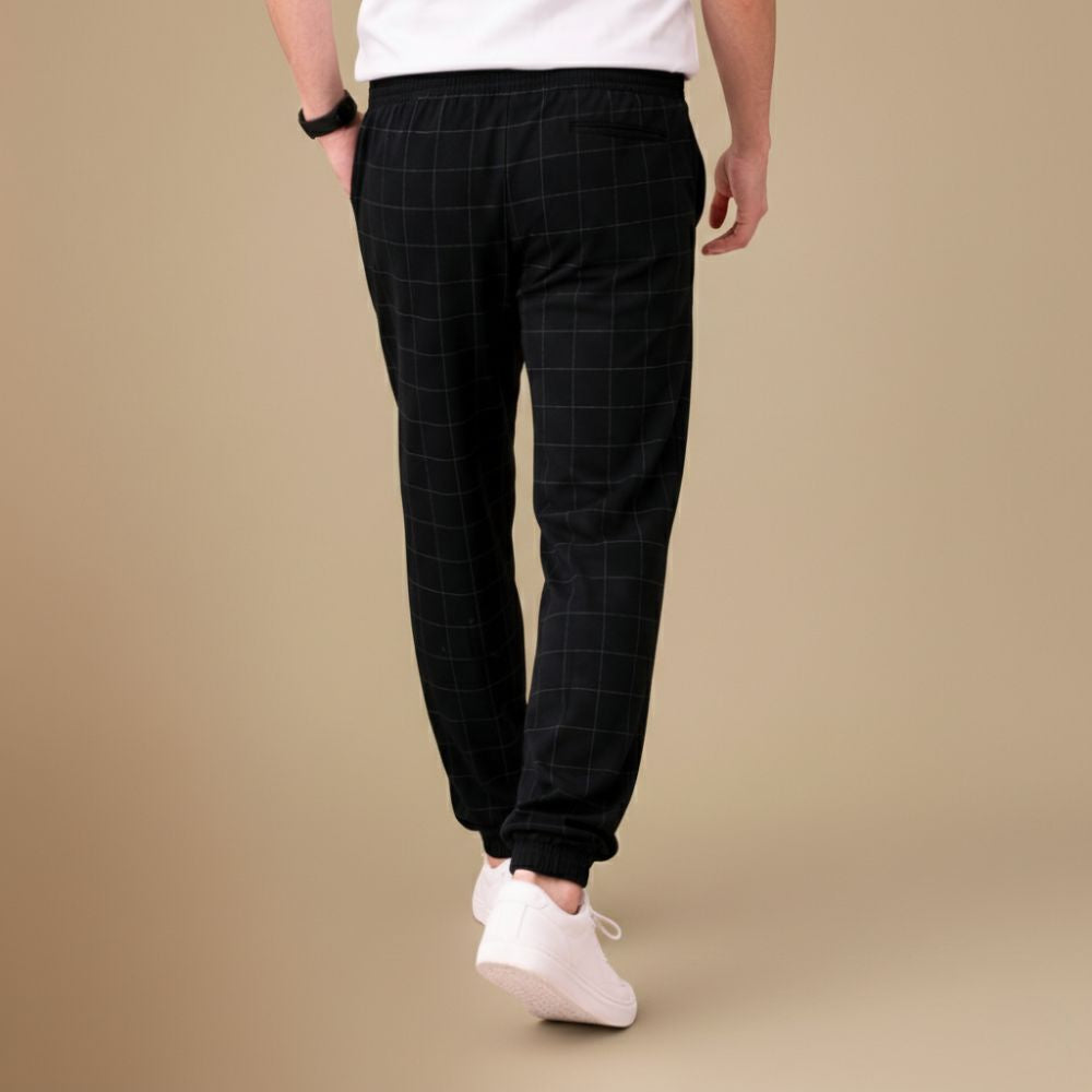 Heren joggingbroek met ruitjesmotief slim fit voor dagelijks comfort Jelle Jora Mode