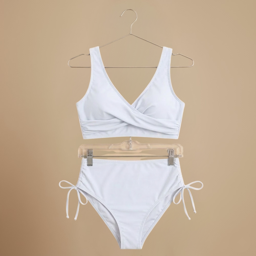 Dames hoge taille wikkelbikini met strikbandjes aan de zijkanten Jelle Jora Mode