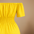 Dames off-shoulder jumpsuit met plooien en wijde pijpen Jelle Jora Mode
