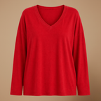 Dames blouse met V-hals en lange mouwen Jelle Jora Mode