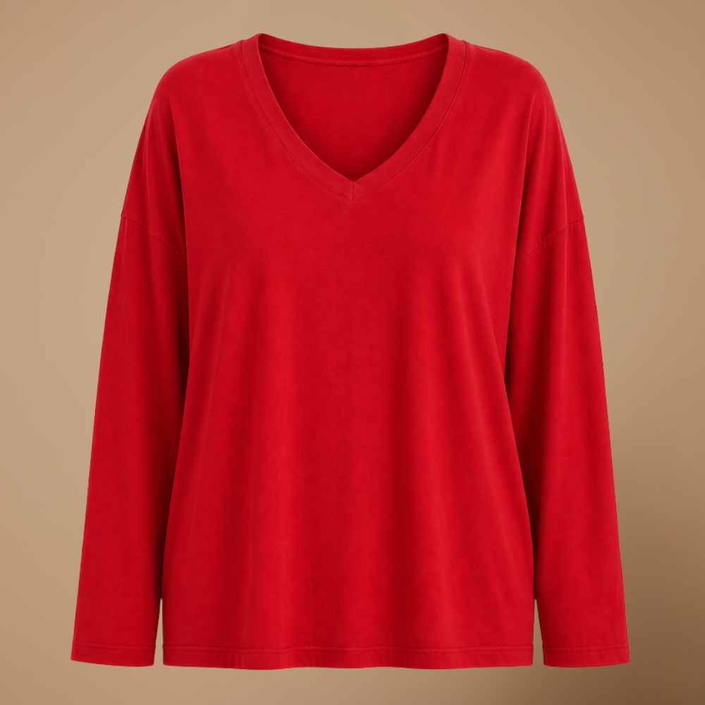 Dames blouse met V-hals en lange mouwen Jelle Jora Mode