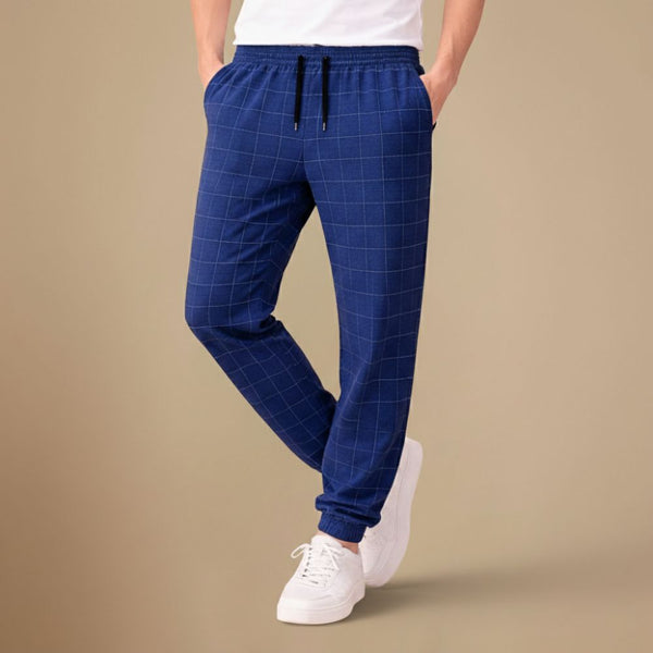 Heren joggingbroek met ruitjesmotief slim fit voor dagelijks comfort Jelle Jora Mode