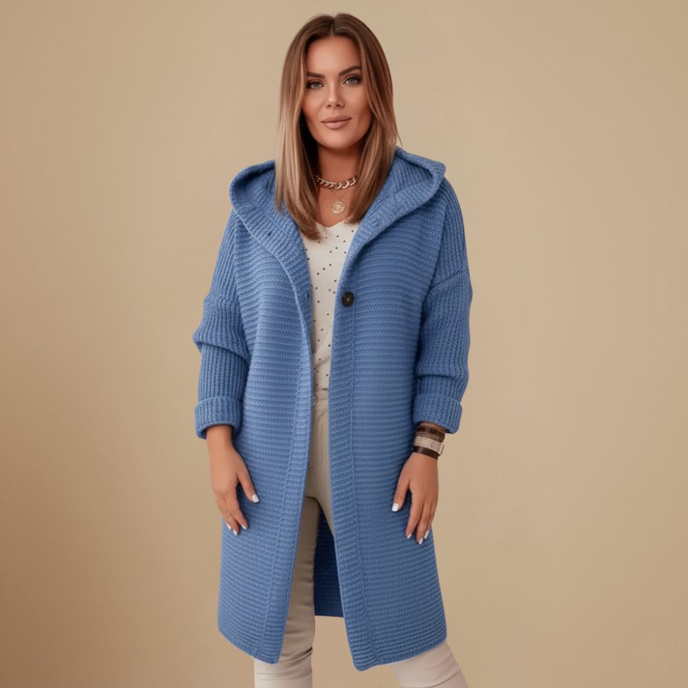 Gebreid Damesvest met Knopen en Capuchon Jelle Jora Mode