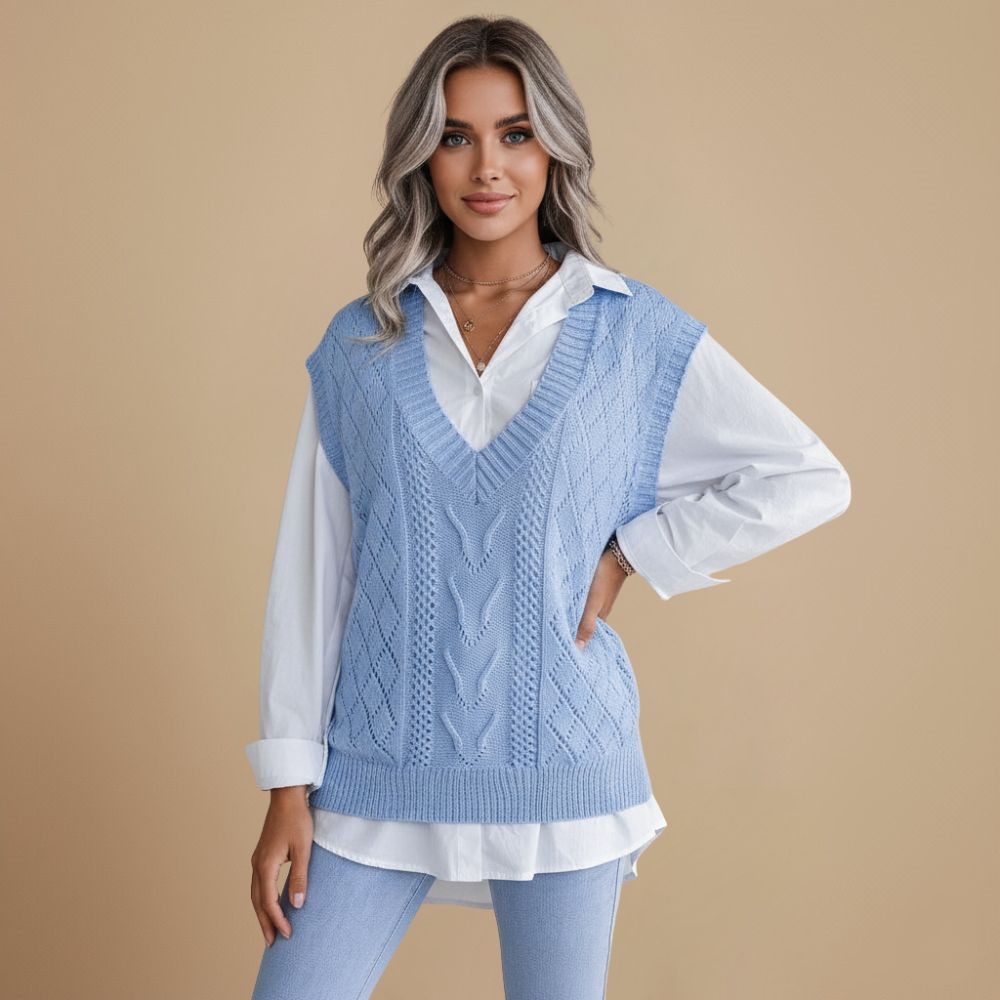 Leuke V-hals gebreide vest Jelle Jora Mode