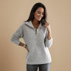 Slanke Gebreide Zip Trui met Staande Kraag Jelle Jora Mode