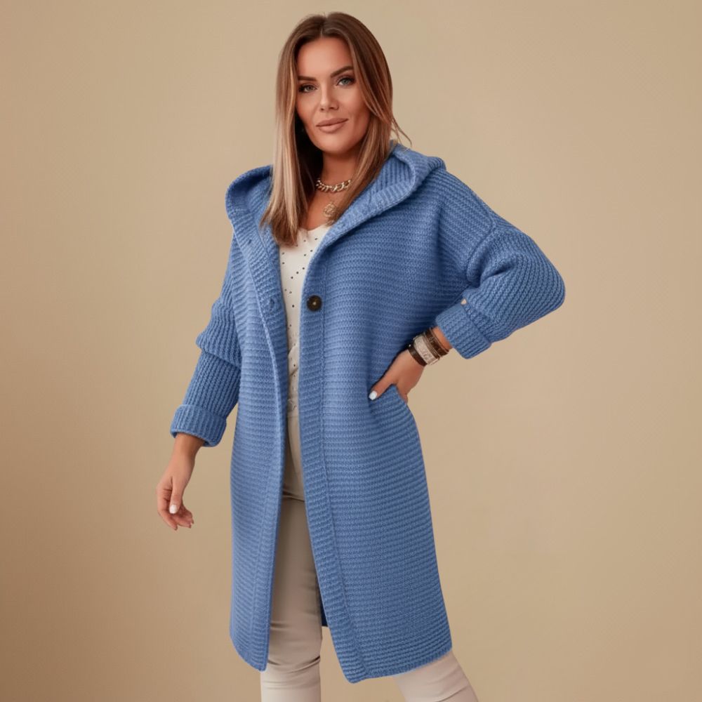 Gebreid Damesvest met Knopen en Capuchon Jelle Jora Mode