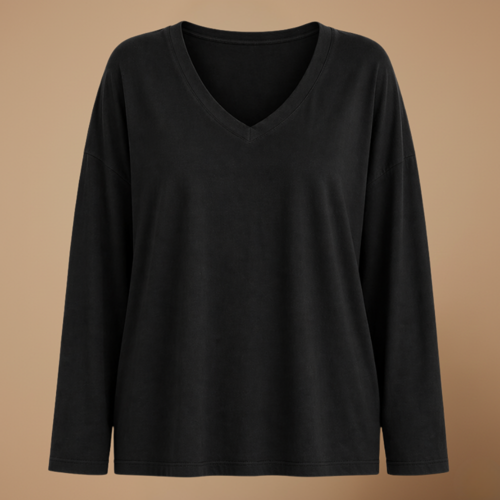 Dames blouse met V-hals en lange mouwen Jelle Jora Mode
