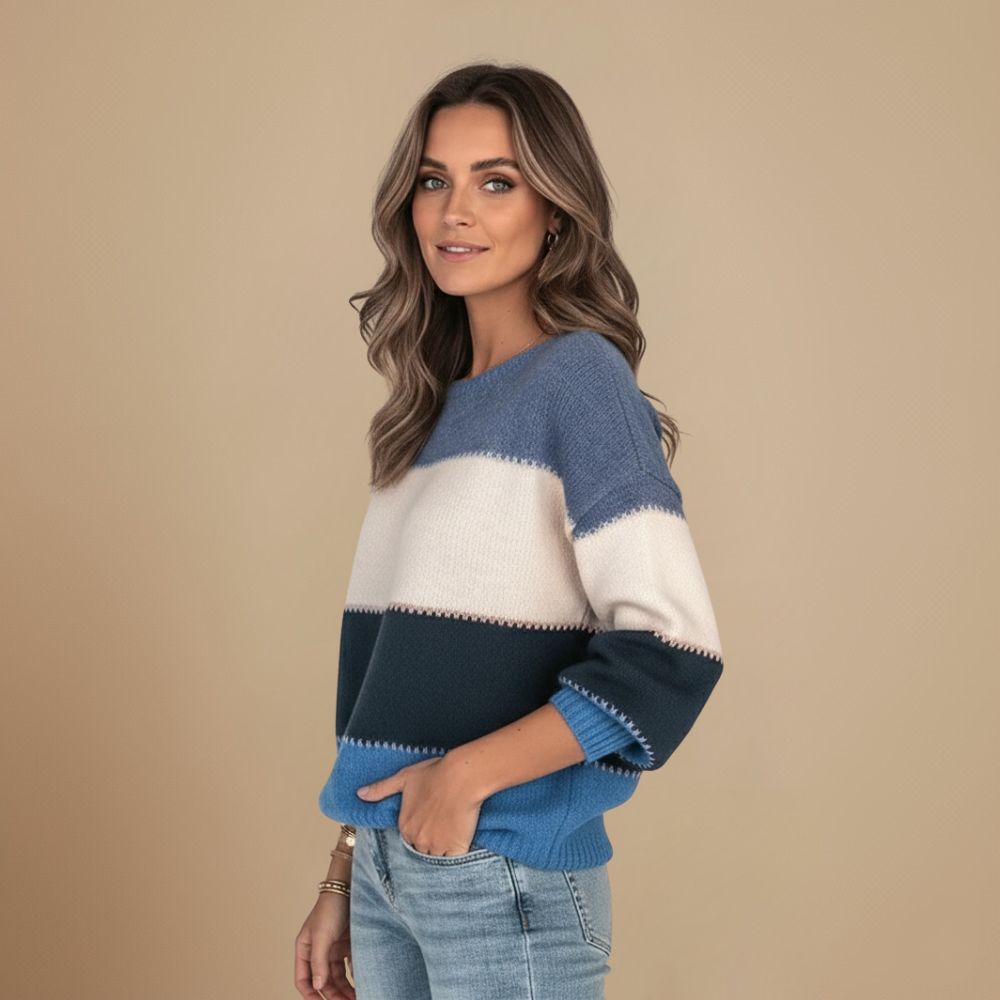 Warm gekleurde losvallende gebreide top Jelle Jora Mode