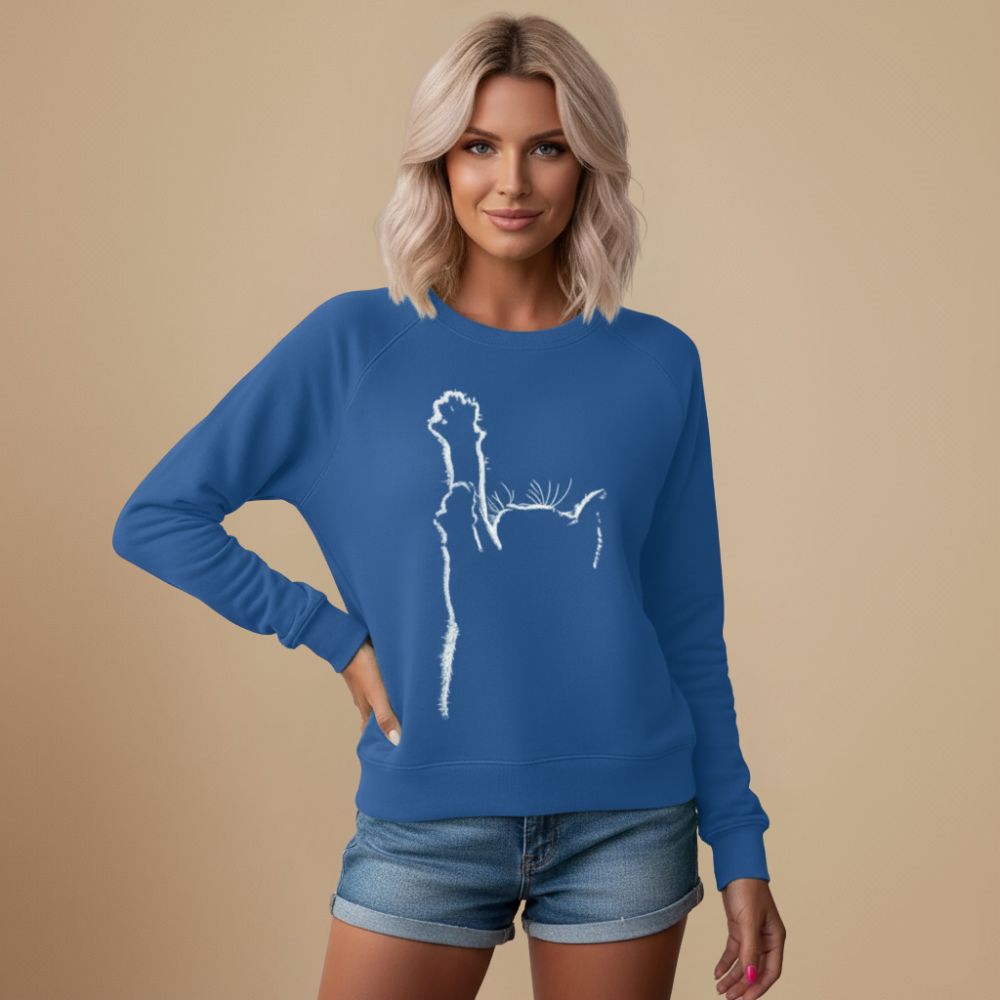 Sweatshirt Met Ronde Hals En Witte Kattenprint Jelle Jora Mode